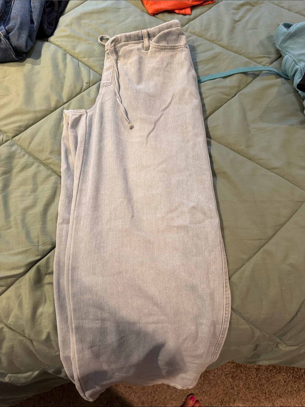 Light blue denim wide leg jeans drawstring cute new bought wrong size couldn’t r